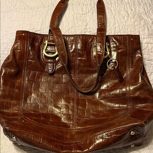 Liz Claiborne Elegant Brown Leather Tote Bag